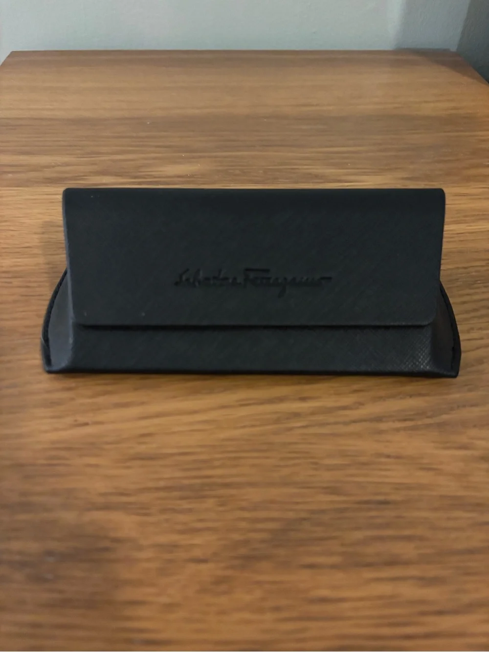 Salvatore Ferragamo hard-shell sunglasses case textured exterior embossed logo